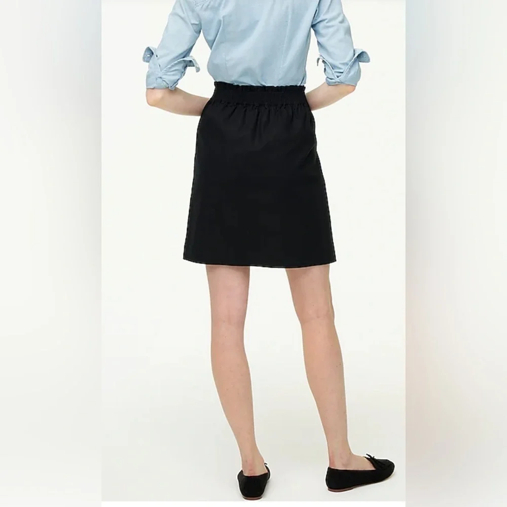 Madewell J Crew Factory Black Linen Blend “City” Skirt Paperbag Waist Officewear - Picture 2 of 9